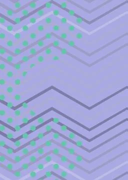 Composition of multiple rows of green dots over wave pattern on purple Illustrazione stock