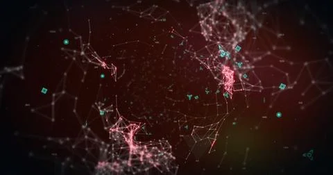 Composition of multiple shapes on black background Illustrazione stock