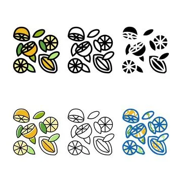 Composition multistyle lemon color icon vector Stock Illustration
