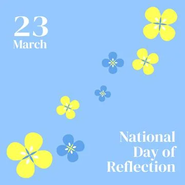Composition of national day of reflection text over flowers Stock Illustration