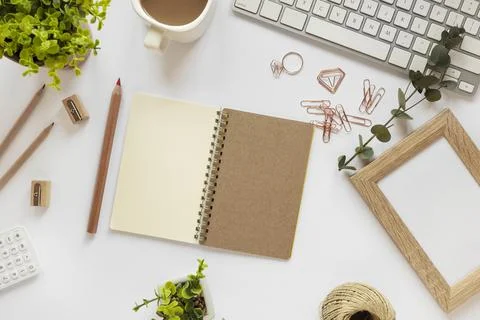 Composition natural material stationery Stock Photos