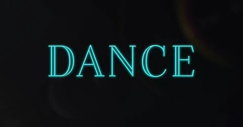 Composition of neon dance text on black background Stock Photos