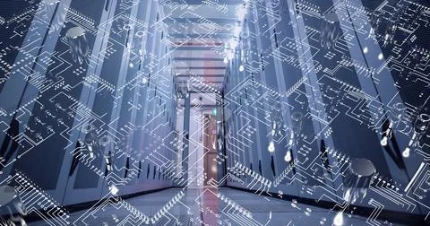 Composition of network of computer processors of computer servers Stock Illustration