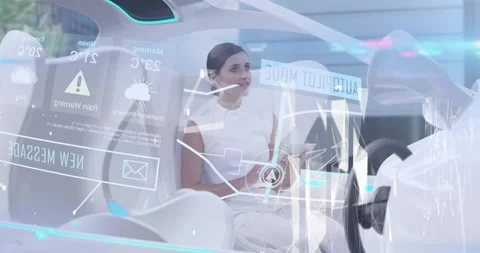 Composition of network of digital icons over business people clapping in office Stock Footage 330661655