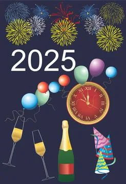 Composition for New Year, Stock Illustration