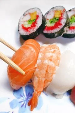 The composition of nigiri sushi Stock Photos