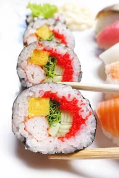 The composition of nigiri sushi Stock Photos