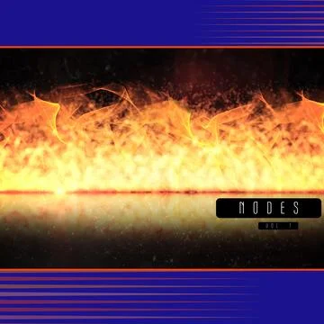 Composition of nodes vol 1 text over glowing spots and shapes on black Ilustração Stock