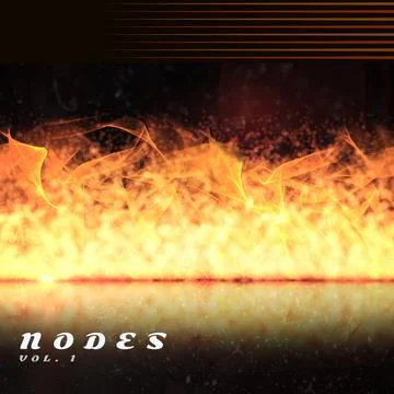 Composition of nodes vol 1 text over glowing spots and shapes on black Ilustração Stock