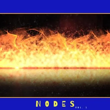 Composition of nodes vol 1 text over glowing spots and shapes on black Ilustração Stock
