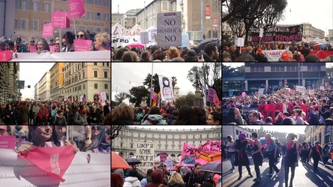 Composition "NON UNA DI MENO" in Italy during year 2019 Stock Footage 120519090