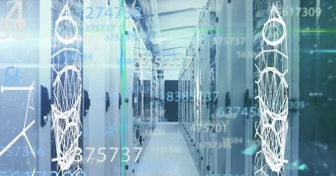 Composition of numbers and data processing over computer servers Stock Illustration