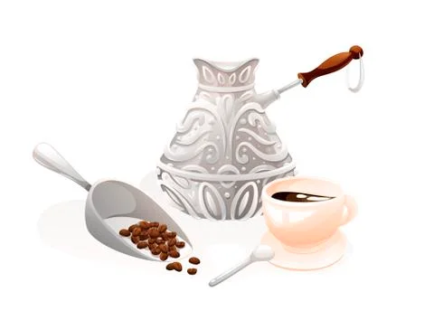 Composition with objects for coffee making, vector Stock Illustration