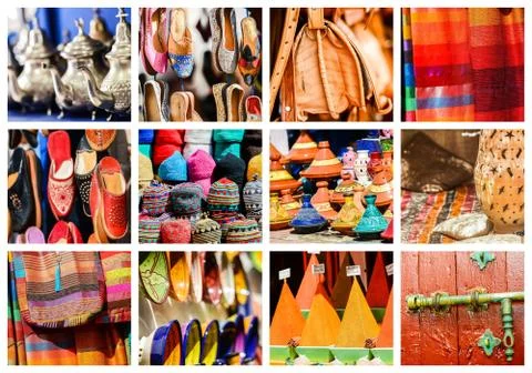 Composition of objects or typical places of Morocco Stock-Fotos