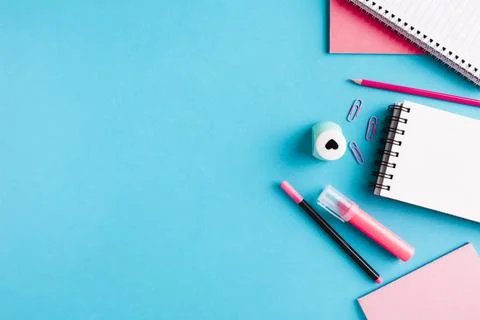 Composition with office tools desk. High quality photo Stock Photos