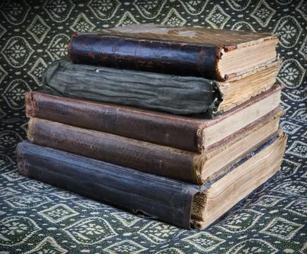 Composition of old books in a stack Stock Photos