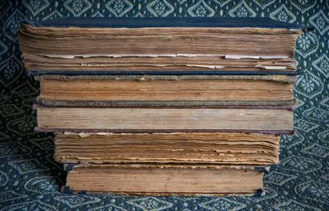 Composition of old books in a stack Stock Photos