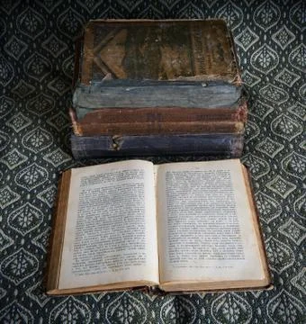 Composition of old books in a stack Stock Photos