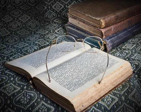 Composition of old books in a stack Stock Photos