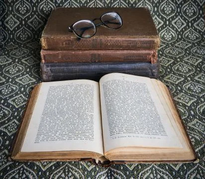 Composition of old books in a stack Stock Photos