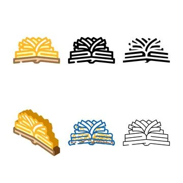 Composition from old modern book color icon vector Stock Illustration