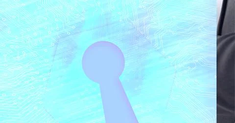 Composition of online security icon over computer circuit board Stock Photos