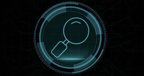 Composition of online security loop icon on black background Stock Illustration
