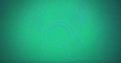 Composition of online security padlock and computer circuit board Stock Illustration