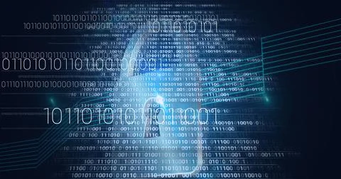 Composition of online security padlock icon and binary coding Stock Photos