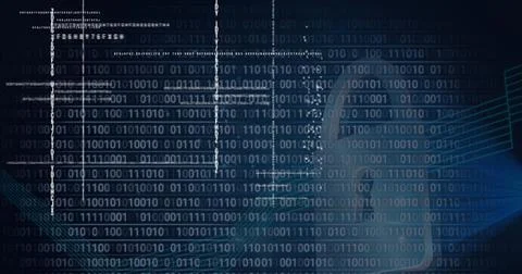 Composition of online security padlock icon and binary coding Stock Photos