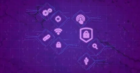 Composition of online security padlock icons 写真素材