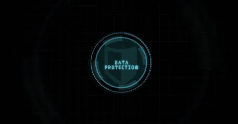 Composition of online security text over shield icon on black background Ilustração Stock