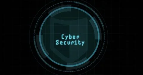 Composition of online security text over shield icon on black background Ilustração Stock
