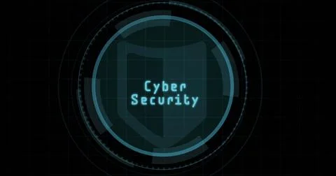 Composition of online security text over shield icon on black background イラスト素材