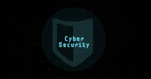Composition of online security text over shield icon on black background Stock Photos