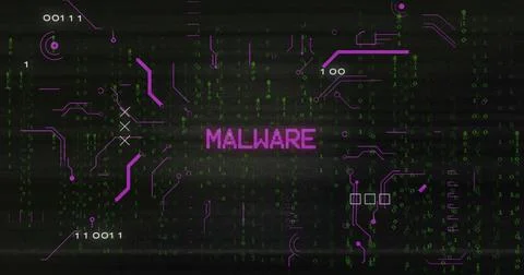 Composition of online security warning text and data processing on screen Illustrazione stock