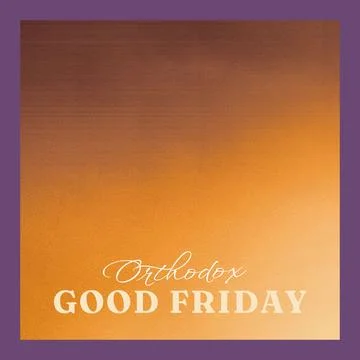Composition of orthodox good friday text and copy space over orange background Ilustração Stock