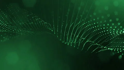 Composition with oscillating luminous particles that form surface. Abstract Stock Footage 102031372