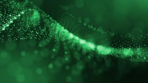 Composition with oscillating luminous particles that form surface. Abstract Video stock 102031660