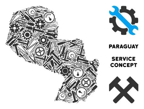 Composition Paraguay Map of Repair Tools イラスト素材