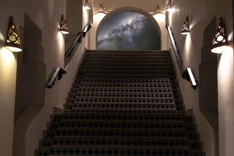 Composition, path, road to heaven. A marble staircase with steps and decorati Stock Photos