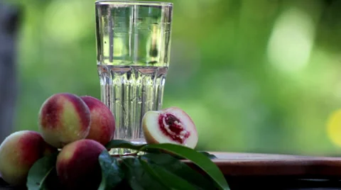 Composition with peach juice Stock Footage 27722881