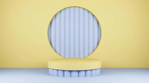 Composition with a pedestal and 3d elements Stock Illustration