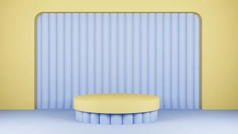 Composition with a pedestal and 3d elements Stock Illustration