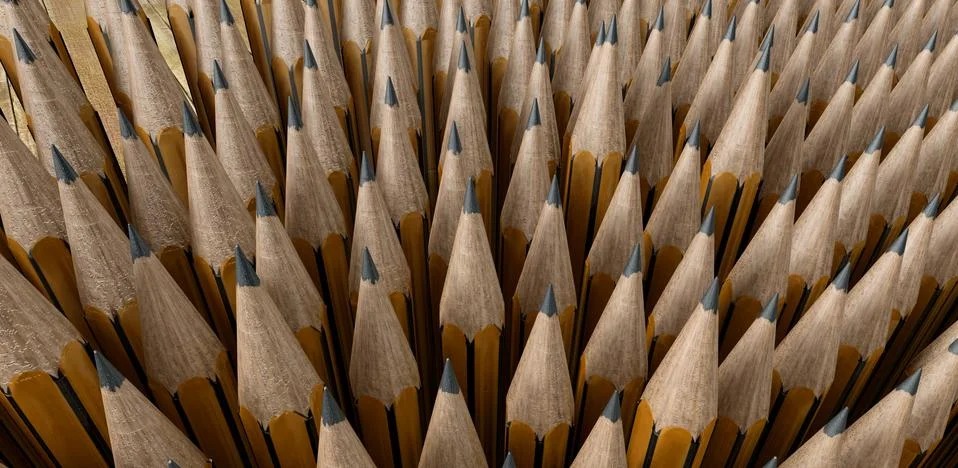 Composition of pencil tips pointing upwards Stock Illustration