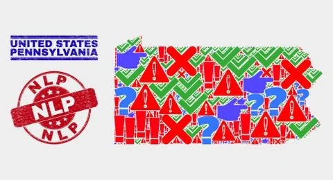 Composition of Pennsylvania State Map Sign Mosaic and Grunge Nlp Watermark Stock Illustration