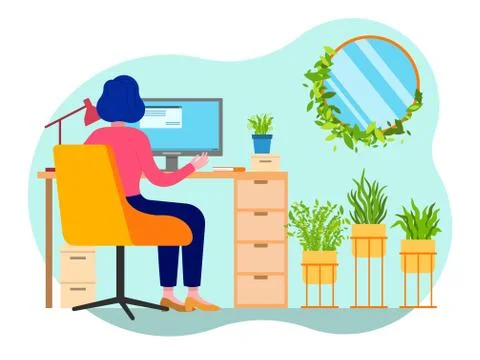 Composition people communicate in office, manager report by workers through イラスト素材