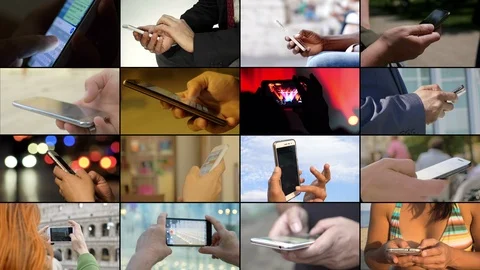 Composition on people,devices,communication. hands using smartphone Stock Footage 95495709