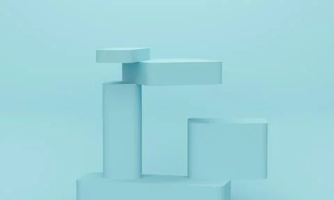 Composition podium rectangle on blue background. 3d rendering Stockillustratie