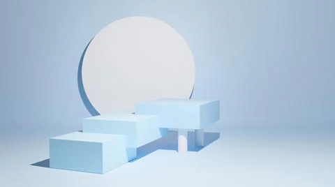 Composition of podiums on blue background. 3d render. 3d illustr Stock Illustration